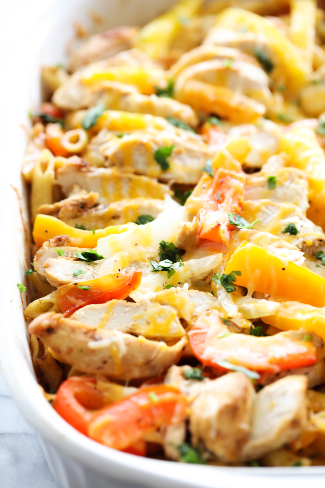 This Chicken Fajita Pasta Casserole is easy and loaded with delicious flavor and yummy ingredients. It is a great meal for any night of the week!