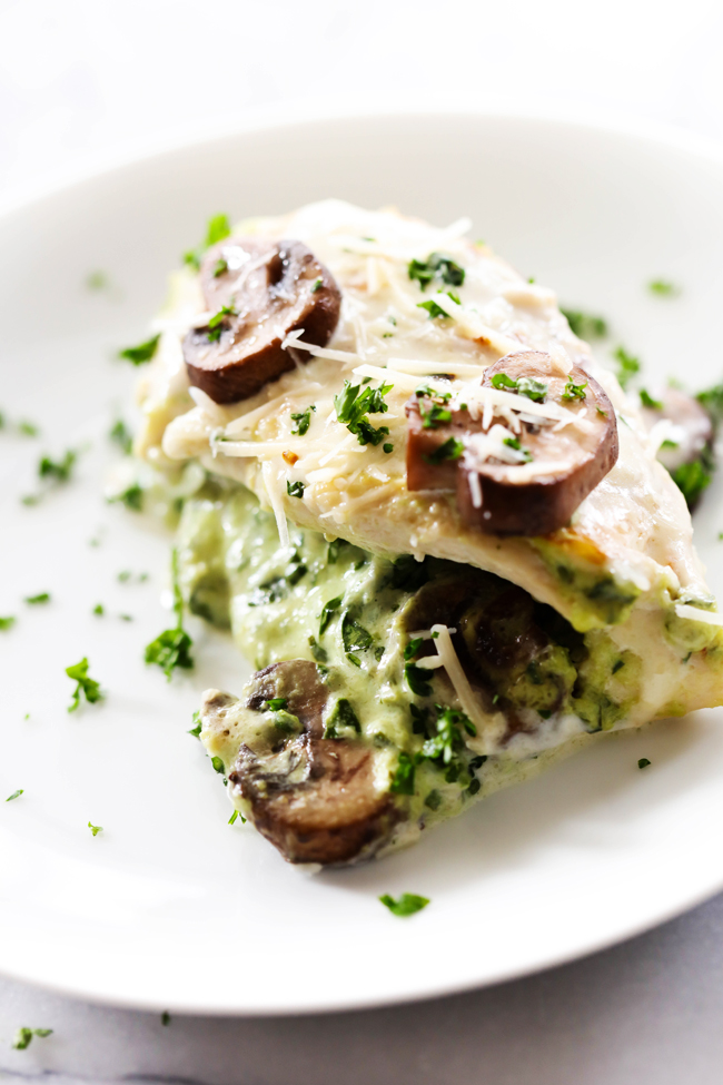 This Spinach Mushroom Stuffed Alfredo Chicken is a keeper. It is loaded with flavor and incredible ingredients and will become a new dinner staple.