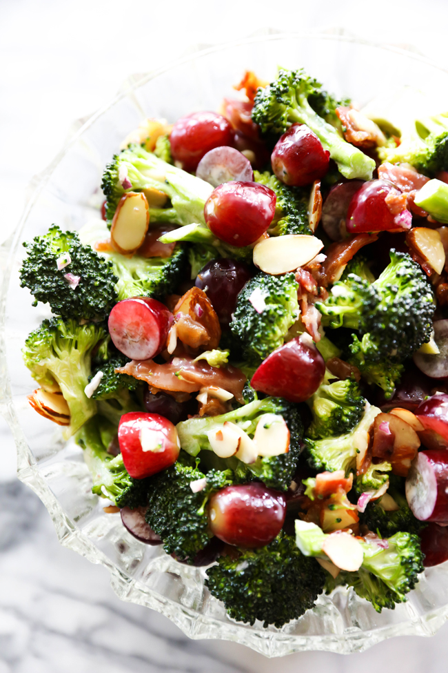 This Broccoli Almond Grape Salad is crisp and full of delicious ingredients. The dressing that coats each and every bite enhances each flavor in the best way possible. This salad is raved about by all who try it!