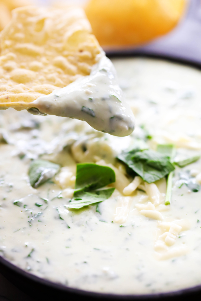 This Spinach Queso is an easy and delicious appetizer that is a total crowd pleaser! It is simple to whip up and the flavor is outstanding. It is creamy, cheesy and tastes delicious!
