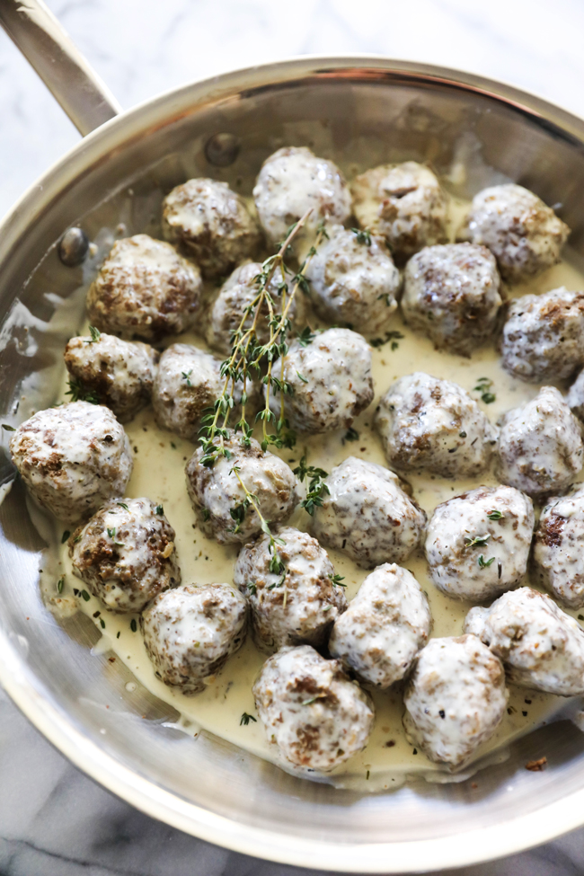 These Meatballs with Garlic Herb Sauce make for a fantastic meal or appetizer. They are full of flavor and will become a new favorite. It has just the right amount of garlic and is perfectly complimented with a delicious blend of herbs.