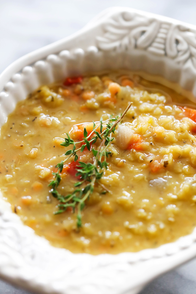 This Slow Cooker Lentil Soup is such a delicious broth soup that is perfect for chilly days. It is loaded with vegetables and lentils and makes for a healthy and filling dinner.