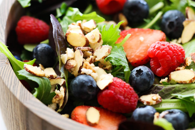 Berry Nut Salad with Lemon Poppy Seed Dressing