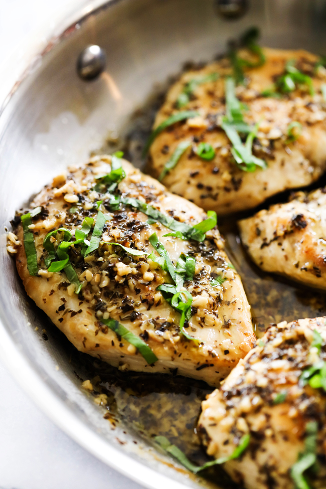 This Skillet Butter Lemon Herb Chicken is loaded with a delicious butter garlic herb flavor and so simple to make. The chicken is so tender and juicy. This meal is a new family favorite!